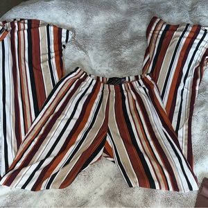 pants bell bottoms stripped neutral colors